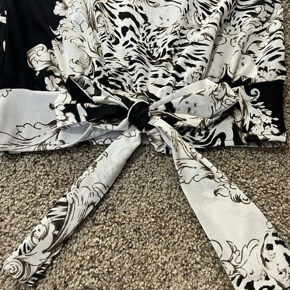 Ember‎ Mock Neck Blouse Floral Business Casual Blouson Sleeve Office Career Crop - Picture 8 of 14